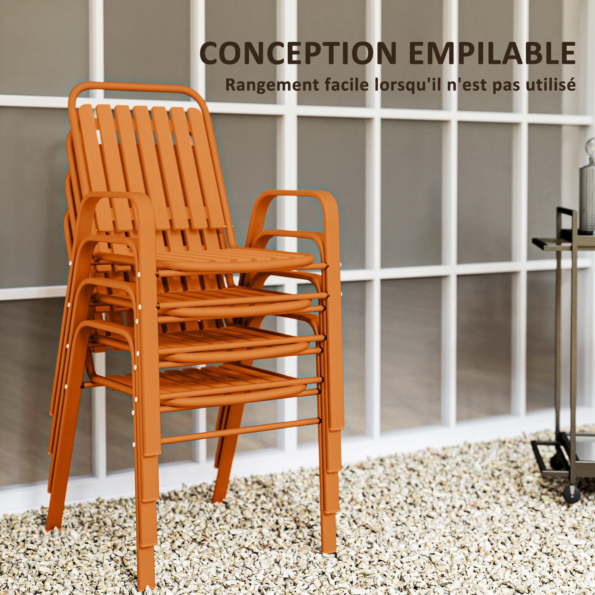 Lot de 4 chaises de jardin Acier Outsunny - 5