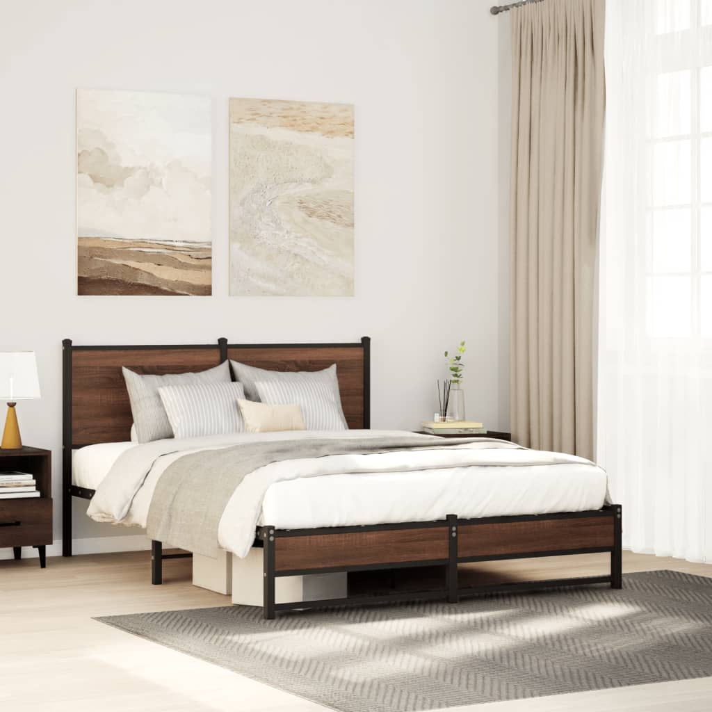 Łóżko Metalowe Czarne Rama łóżka Ze Stelażem Łóżko Do Sypialni Pokoju 140x190 cm