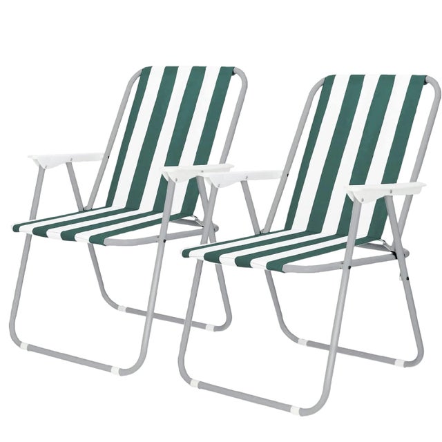Pack de 2 Sillas de Playa Tumbona Plegable Silla Playa Portátil para Camping Playa y Piscina 74X52X38CM Verde