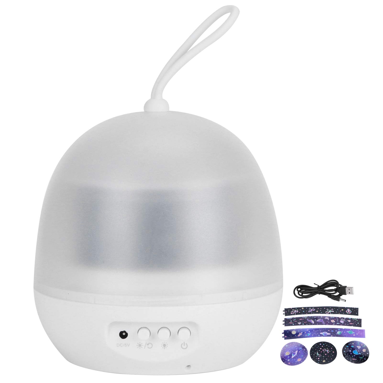 Lámpara de proyector de estrellas con usb y batería, luz de noche para dormitorio infantil, regalo para niños (blanco)