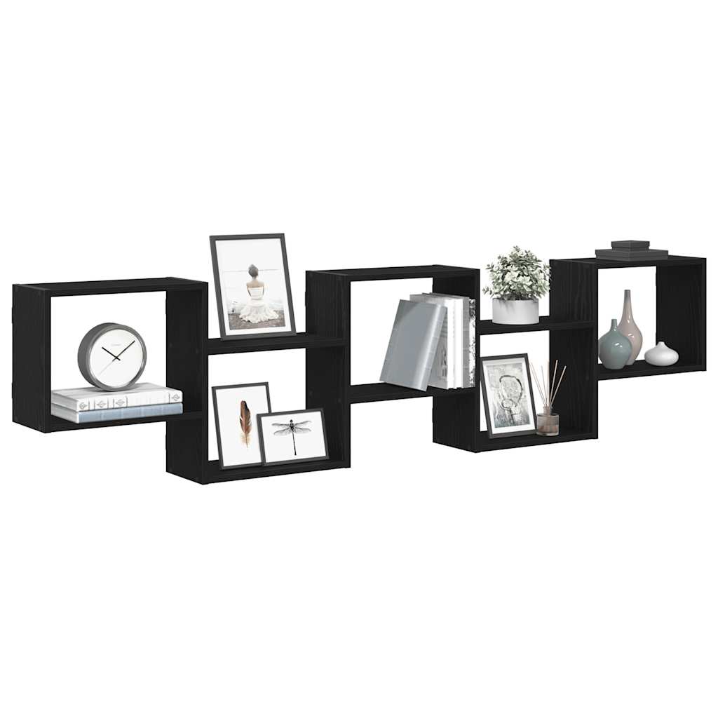 Maison exclusive - estante cubo de pared 5 compartimentos madera ingeniería negro