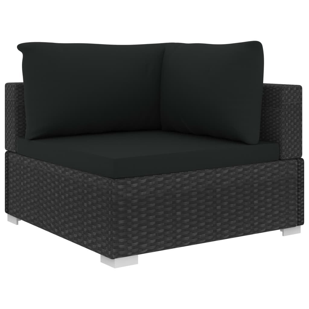 Salon de jardin 4 pcs avec coussins Résine tressée Noir 8 - 4