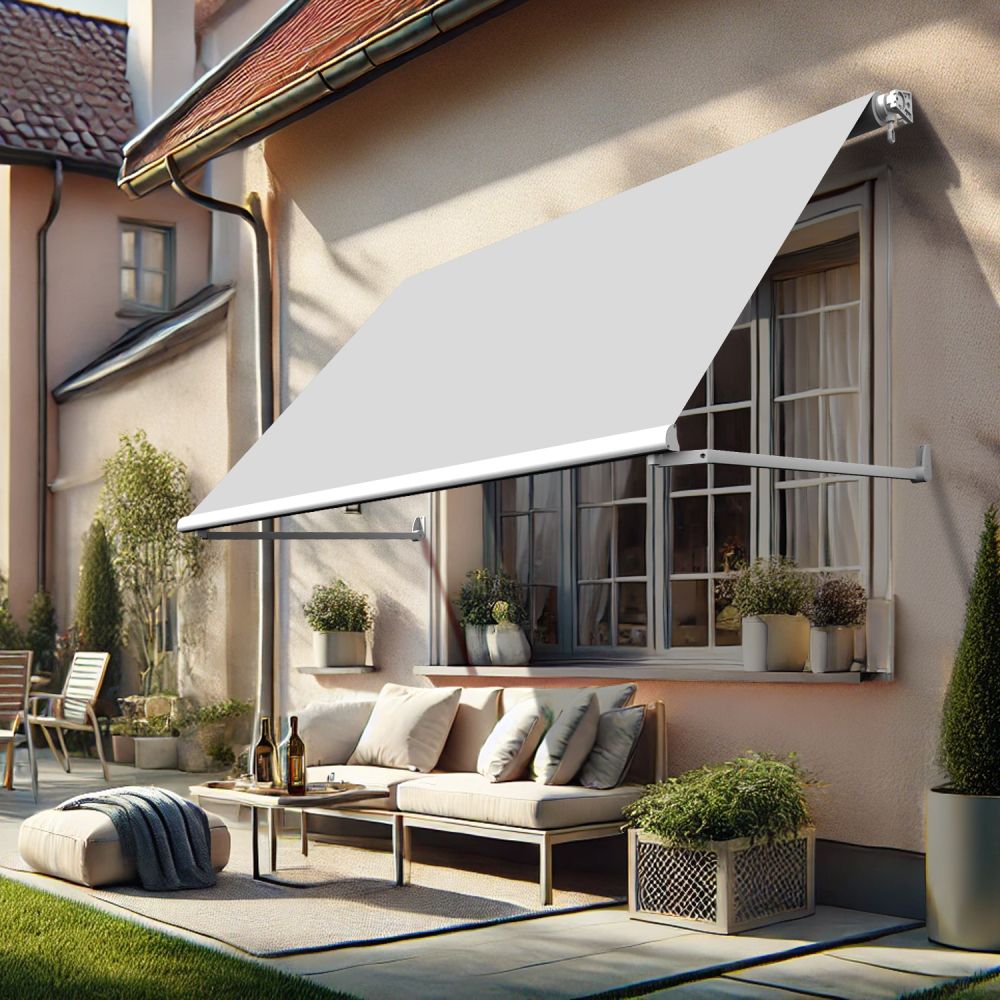 Milan - toldo de proyección (gris claro - blanco - 6.00m x 1.50m)