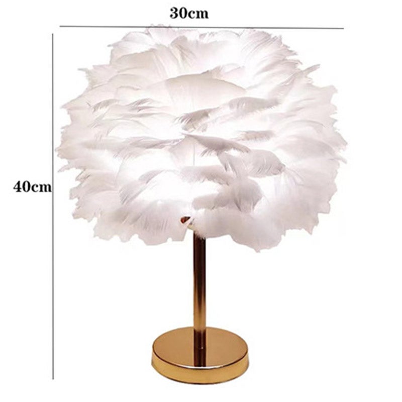 Lampe de table moderne en plumes, lampe de chevet classique pour chambre à coucher, salon, lumière chaude - 2