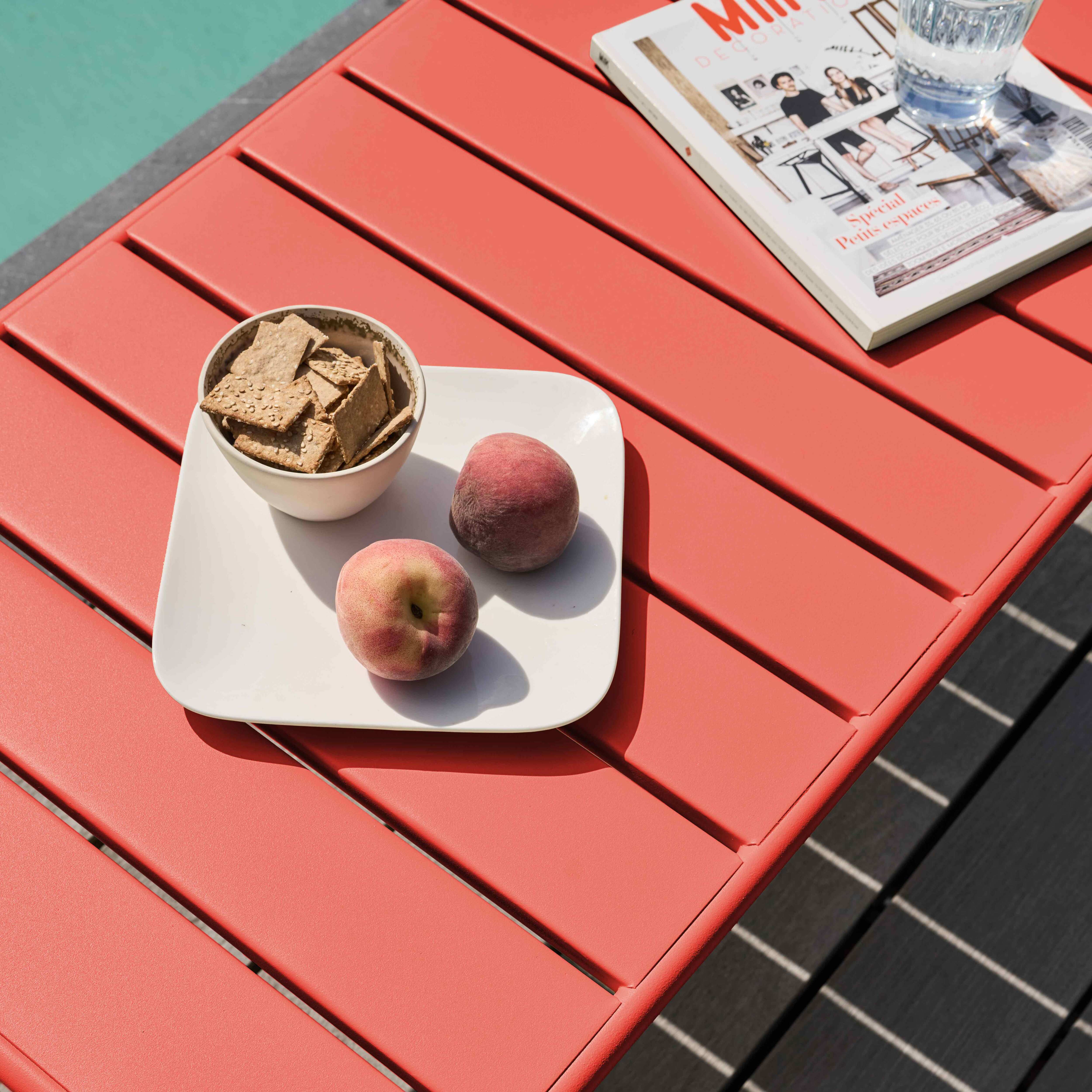 Table basse de jardin acier rouge 90 x 50 cm , Palavas - Oviala - 3