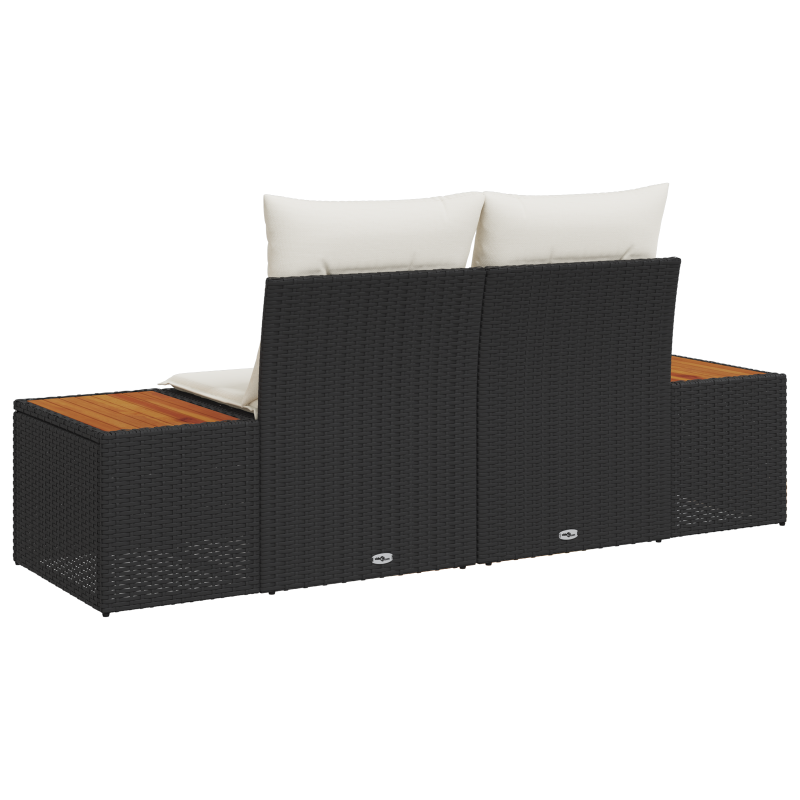 Salon bas de jardin en polyrattan Noir 2 personnes - 4