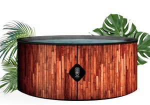 Spa Gonflable EXOTIK Coco Spa effet bois Africain | Diamètre 180 cm| H 70 cm | 1100L | Moteur 2040 W | Jusqu'à 6 Personnes | Massage 140 Jets