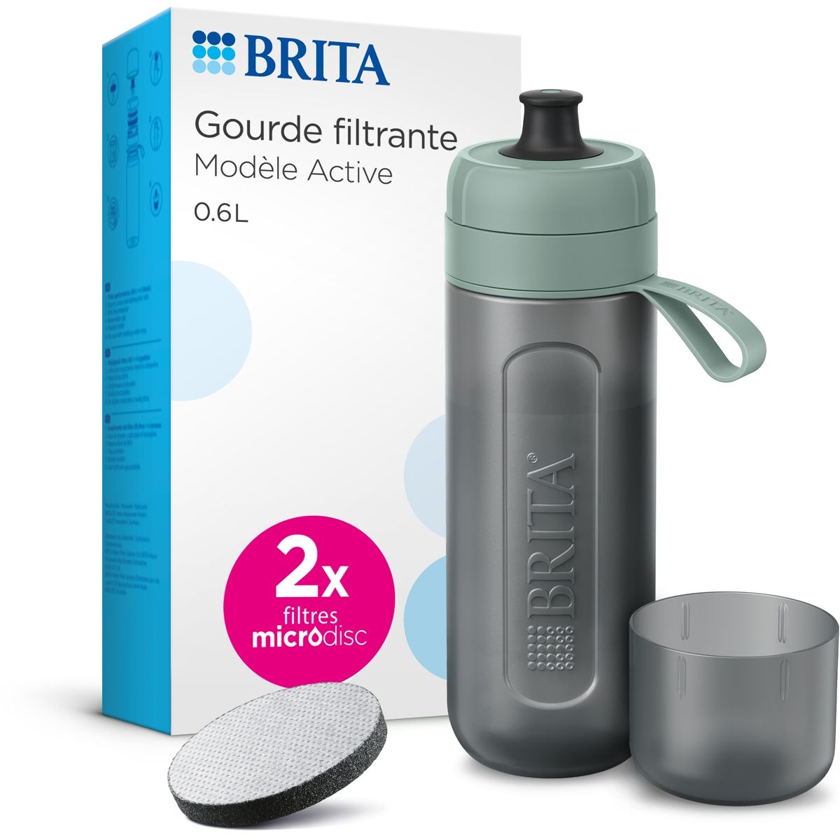 BRITA Gourde filtrante Vital Abricot (0,6 L) réduit Le Chlore, Les Particules Fines ≥ 15 µm, Certains pesticides, herbicides et Hormones. Préserve Les minéraux tels Que Le Calcium et Le magnésium à