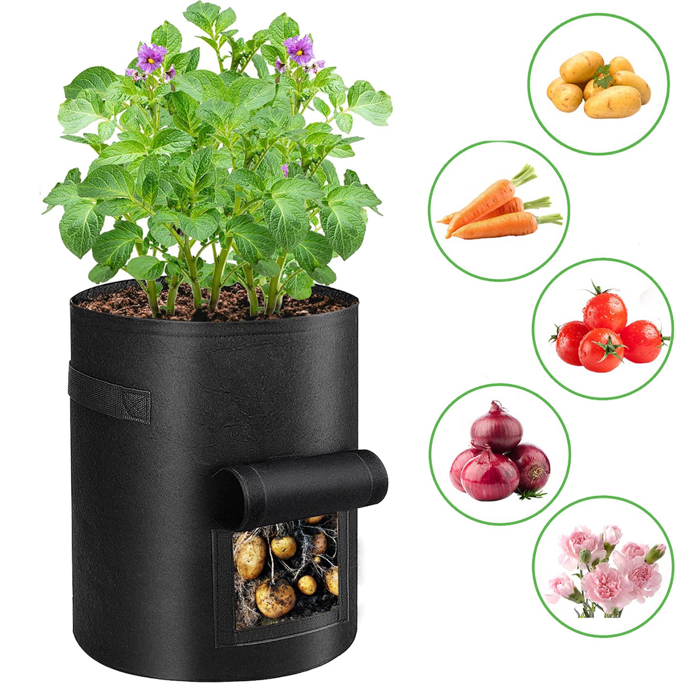 Worki do uprawy ziemniaków o pojemności 10 galonów, worek do uprawy roślin ogrodowych z klapką, oddychająca włóknina do warzyw i pomidorów