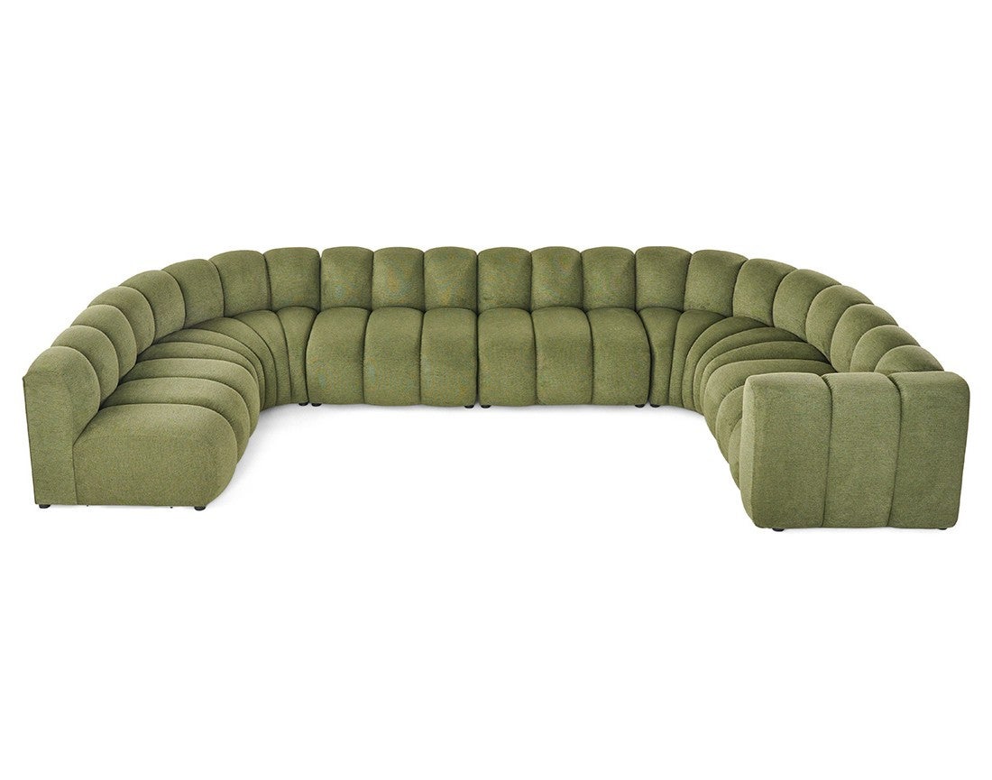 Canapé modulable 7 places angle gauche en tissu texturé vert - DEBBIE - Best Mobilier - 4