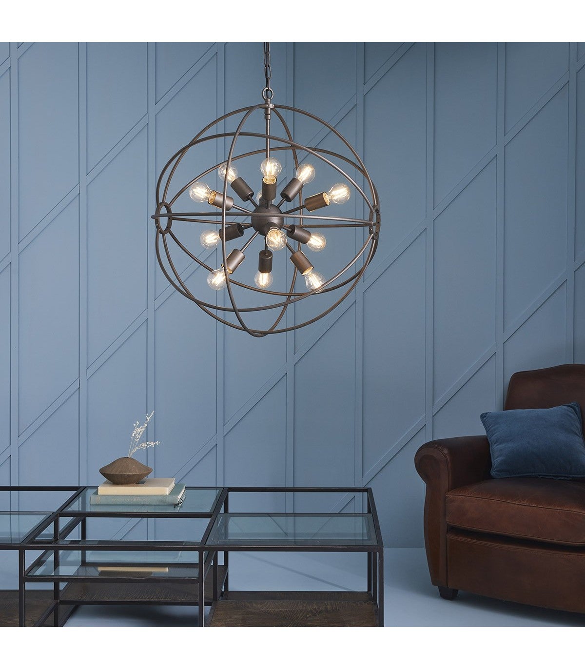 Lustre métal gris Spoutnik D100cm - 4