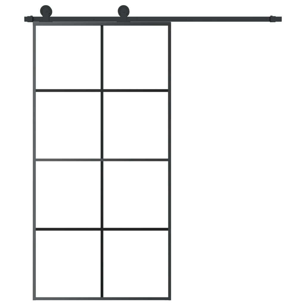 Puerta corredera set herrajes vidrio ESG aluminio 102,5x205 cm vidaXL - 4