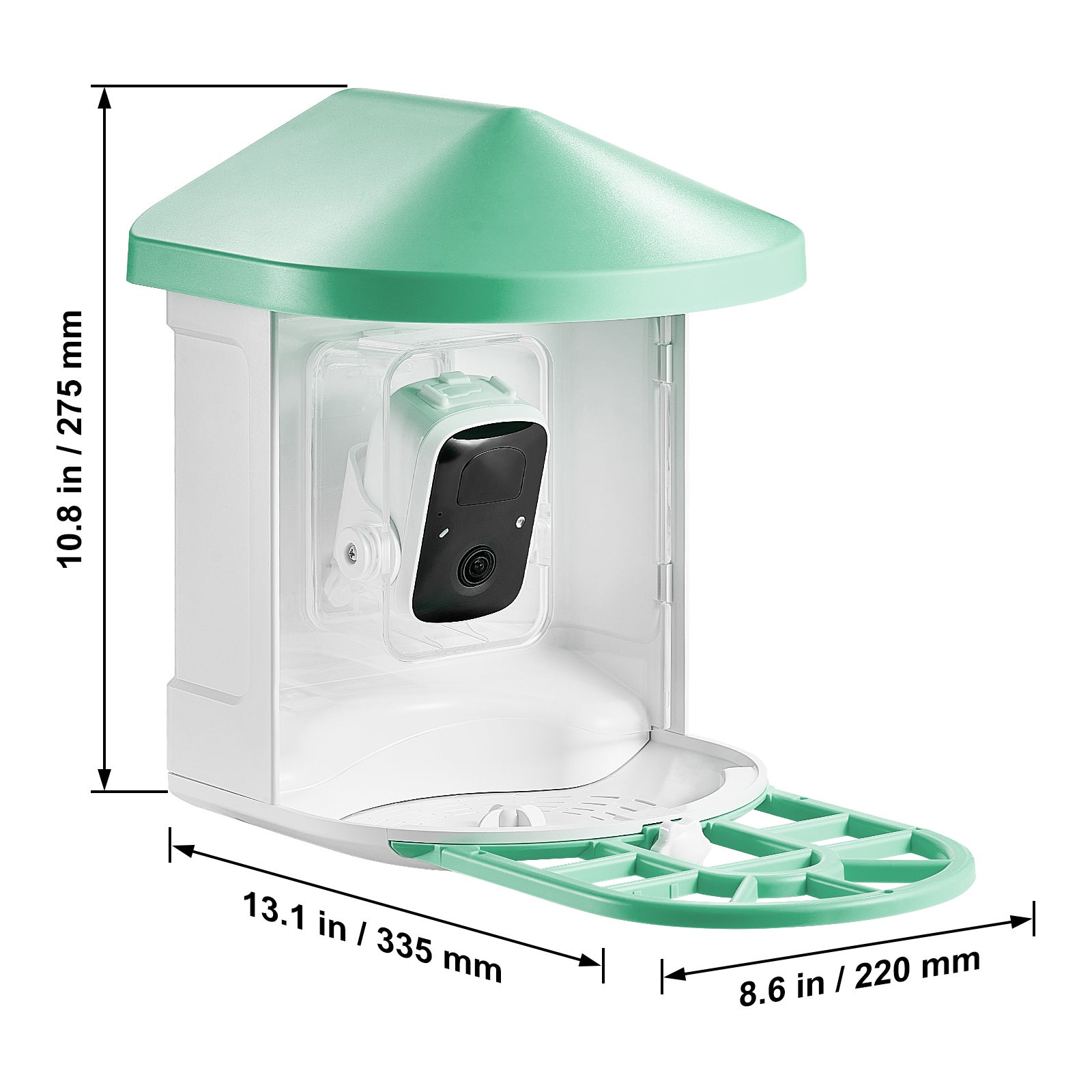 Caméra de Nourrisseur d'Oiseaux Intelligent,SucceBuy 2K HD,IA 10.000+ Espèces,Solaire,Capture Automatique,Notification,Vert,pour l'Extérieur - 2