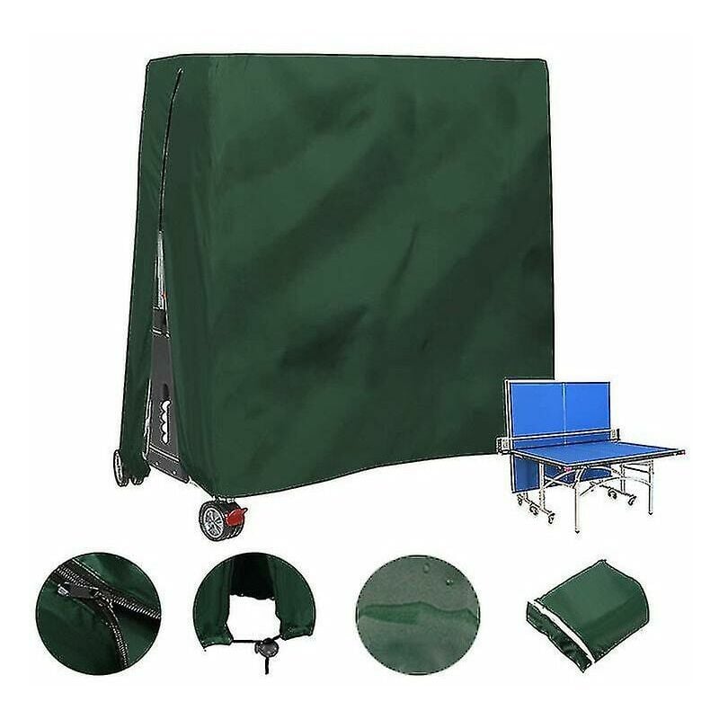 Zielony pokrowiec na stół do ping-ponga do użytku na zewnątrz, wodoodporny i pyłoszczelny, 165 x 70 x 185 cm