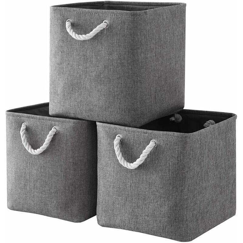 Enowelir, cuburi pliabile din material textil pentru depozitarea jucăriilor și hainelor, set de 3, 25 x 25 x 25 cm, gri 3buc