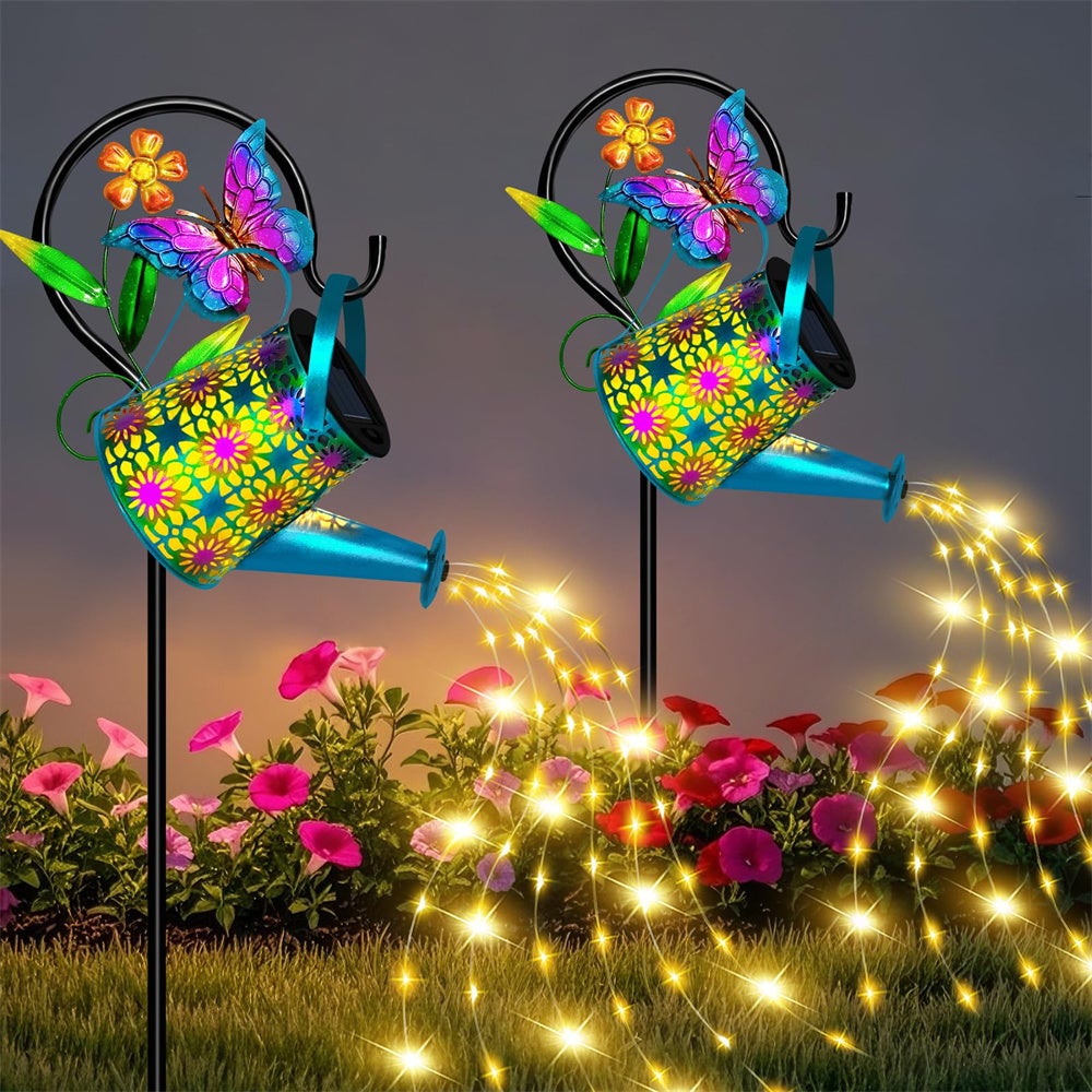 Zestaw lamp solarnych do konewki lampion wiszący zewnętrzny wodoszczelny wielokolorowy w stylu retro metalowy na patio Prezent urodzinowy dla mamy