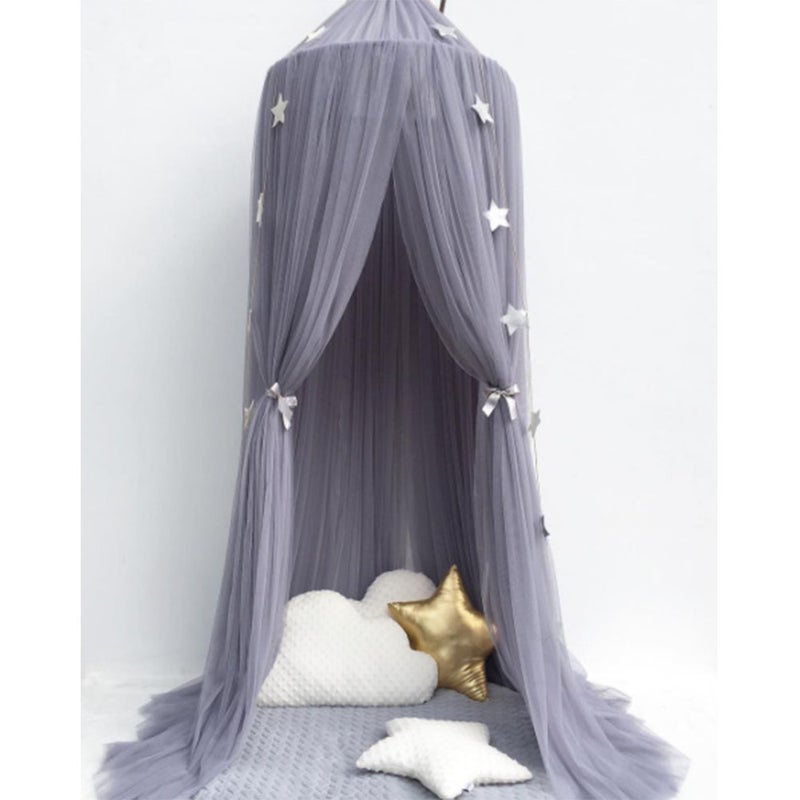 Moskitiera kopułowa do łóżka, siatka do pokoju dziecięcego, pościel, szara