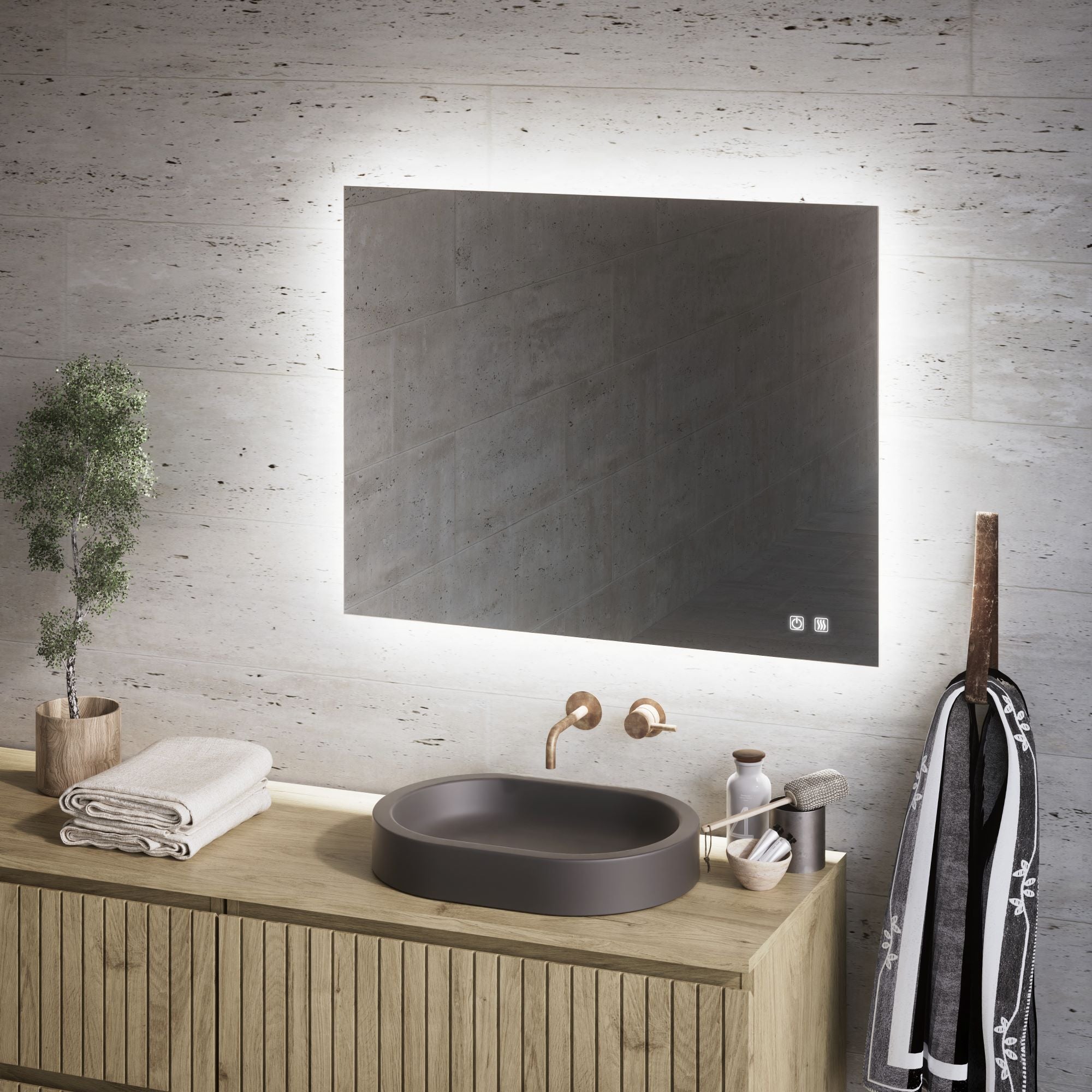 Espelho Bluetooth 90x70cm Feel Your Bath, LED regulável, toque tátil, anti-vapor e desligamento automático - 2