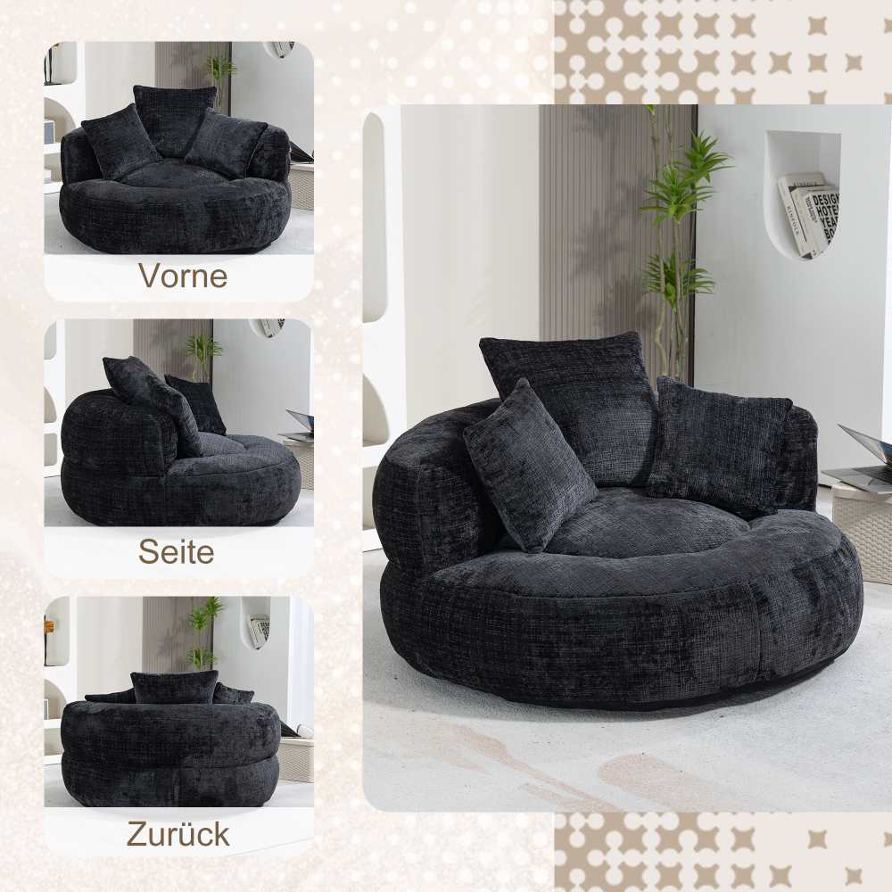 Canapé paresseux Chenille avec dossier haut et trois coussins - Fauteuil durable pour adultes et enfants, intérieur/extérieur - 4