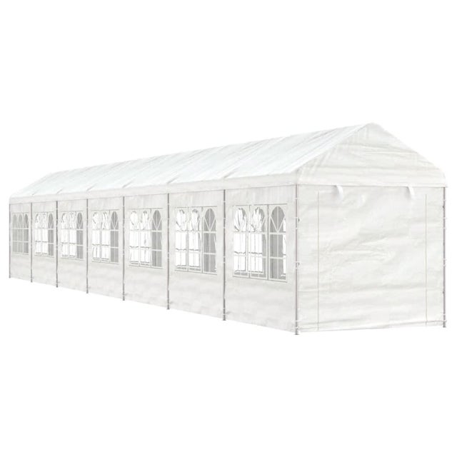 Gazebo con tetto bianco 15,61x2,28x2,69 mt in polietilene