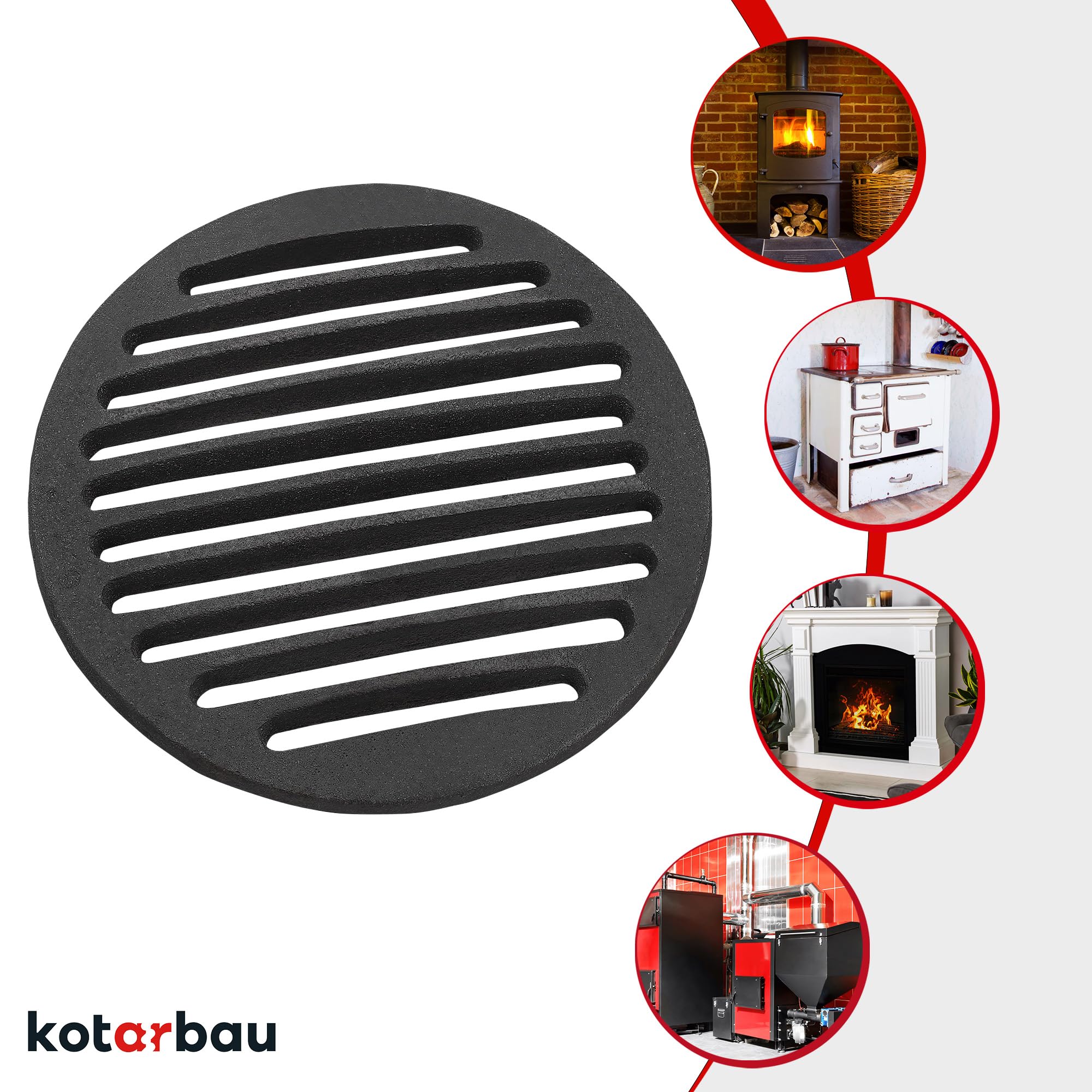 Grille de Cheminée en fonte diamètre 19 cm - Grille en fonte carrée - Résiste aux températures élevées - KOTARBAU - 5