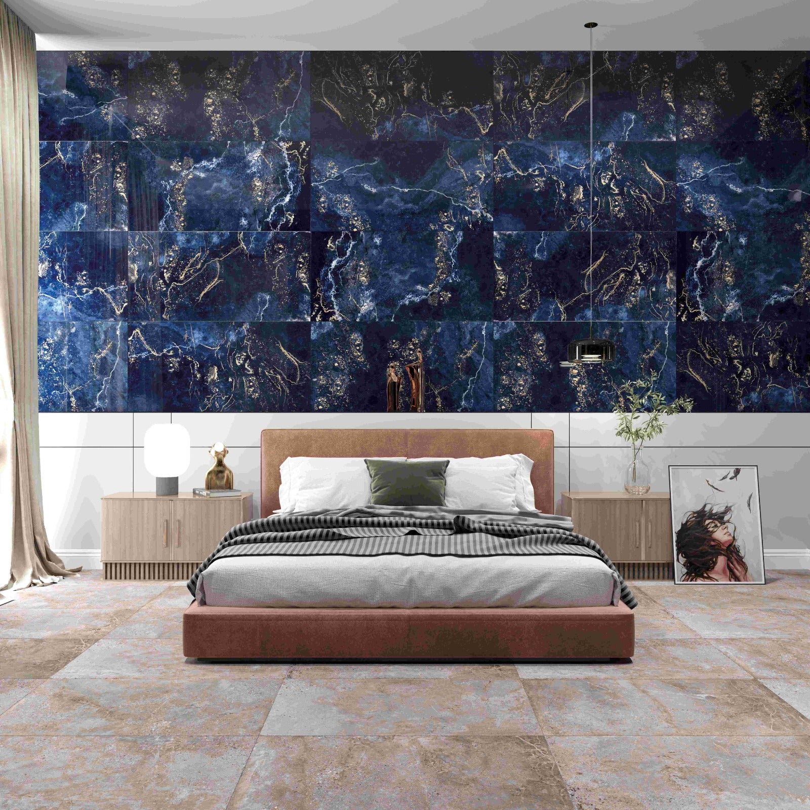 Carrelage sol/mur effet marbre bleu FORTUNA l.120 x L.60 cm CERALUX - 3