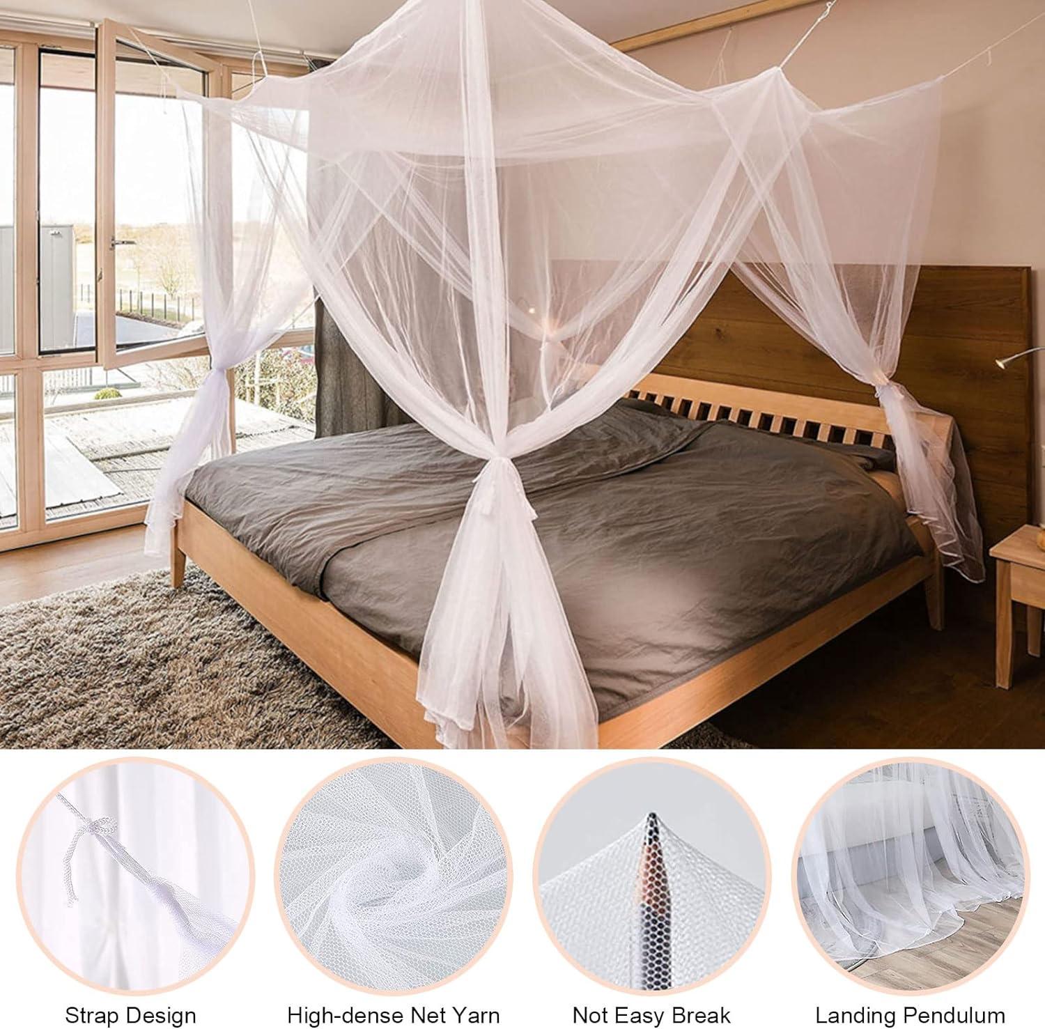 Moustiquaire De Lit Universelle - Taille Grande 60x250x1100 Cm, Blanc Polyester - Pour Lit Simple, Double, Bébé Ou Camping