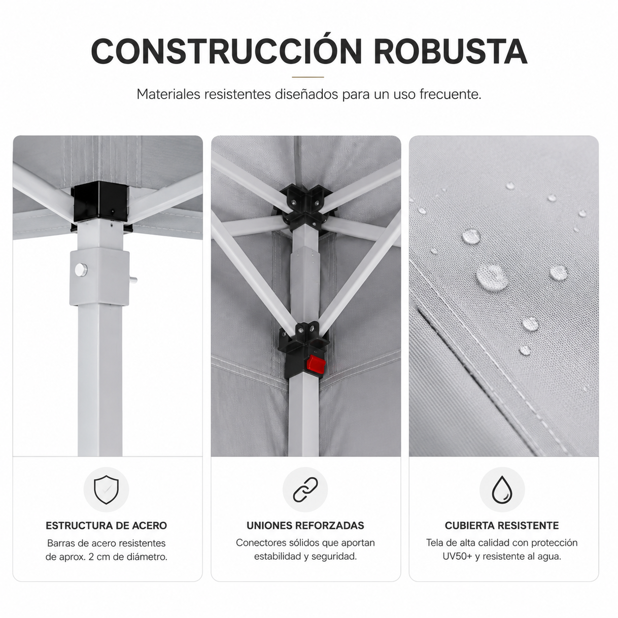 Carpa Plegable 3x3 M Con 4 Paredes Laterales Y Estructura Reforzada - 3
