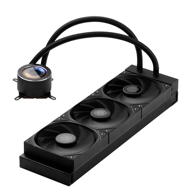 Refrigeração líquida AIO para PC 3×120mm PWM, bomba integrada, tela LCD 2,1