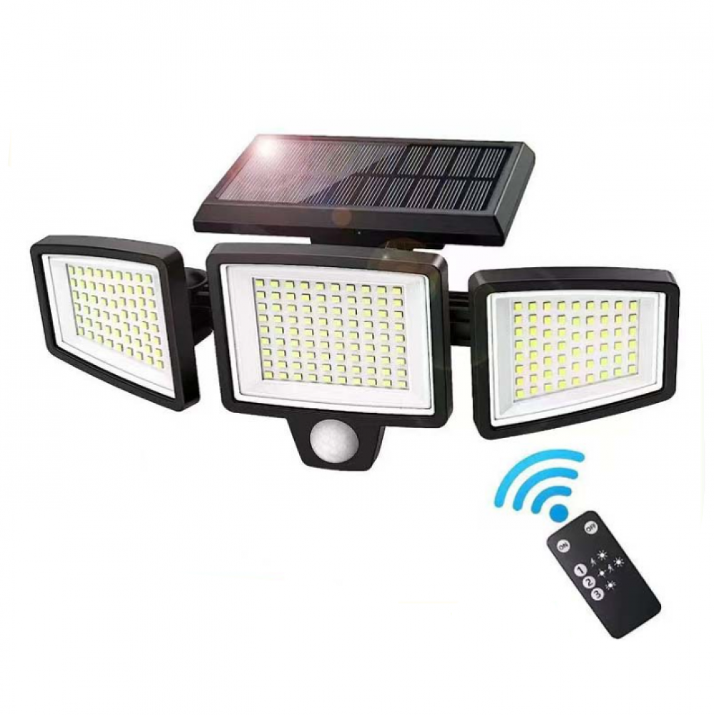 Mocne Lampy Solarne Zewnętrzne - 210LED Reflektor Solarny Zewnętrzny z Czujnikiem Ruchu, 3000LM, Kąt Oświetlenia 320°, IP65