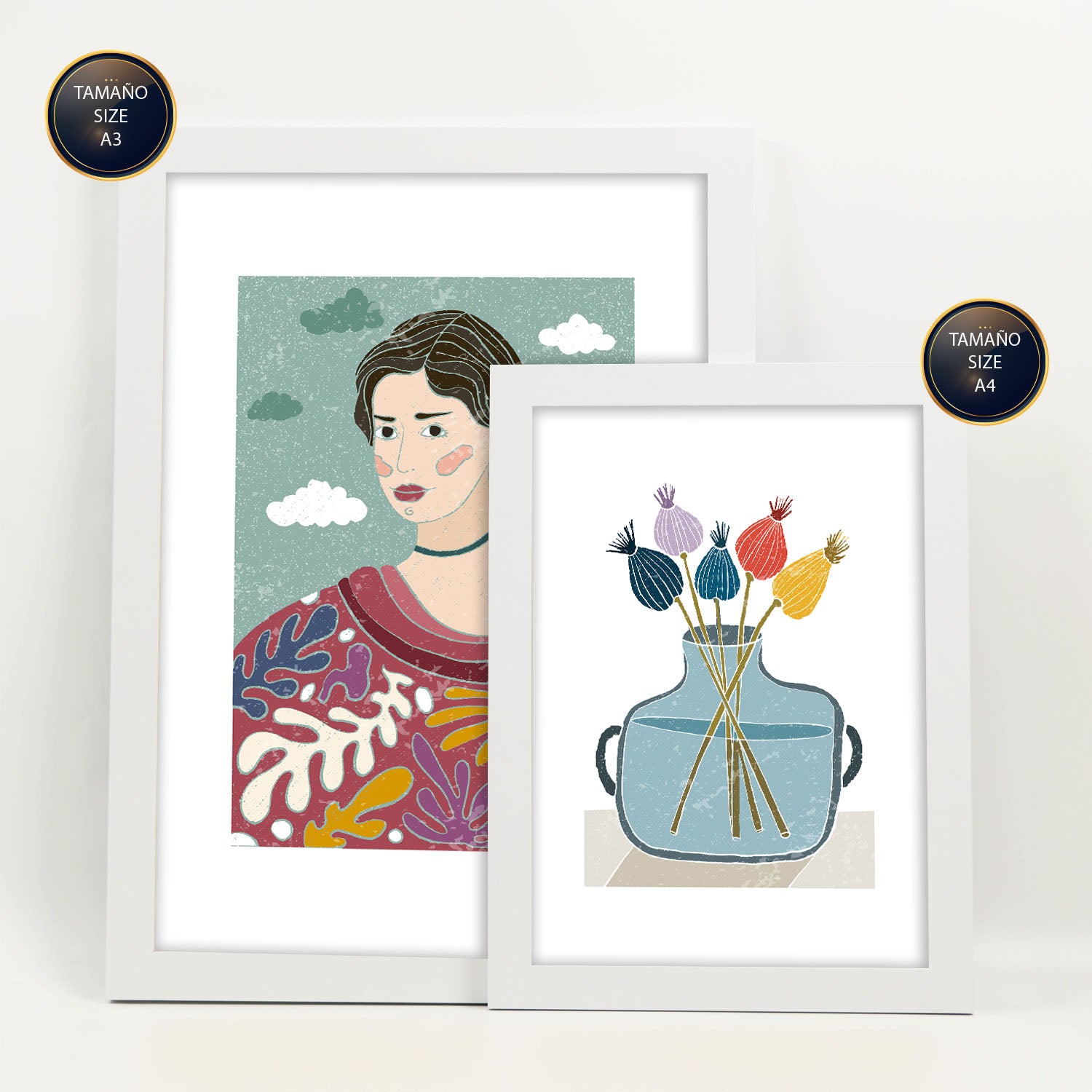 Nacnic Ensemble 6 Impressions De Garden De Style Ethnique Cadre Décoratifs Esthétiques Pour Votre Chambre Maison Impression A4 A3 Avec Des Cadre Blanc - 2