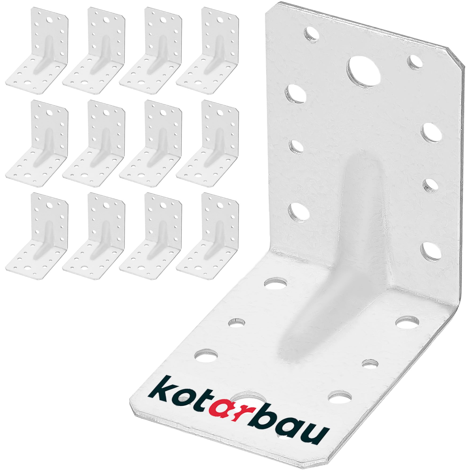 12 szt. Kątownik Ciesielski - Łącznik Budowlany - 90 x 90 x 65 mm - Stal ocynkowana - Z Przetłoczeniem - Nierdzewny KOTARBAU