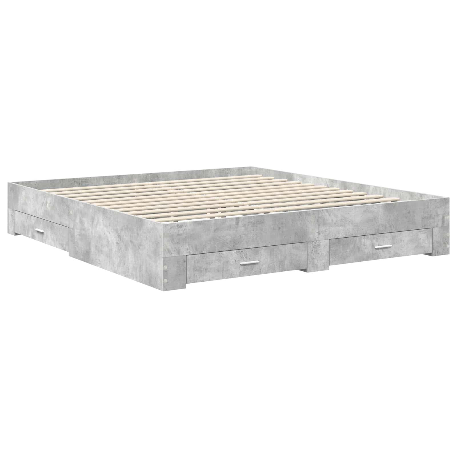 Cadre de lit gris béton 200 x 200 cm panneau de bois - 6