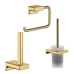 Porte-brosse WC HANSGROHE AddStoris + Porte-papier + Réserve porte-papier aspect doré poli
