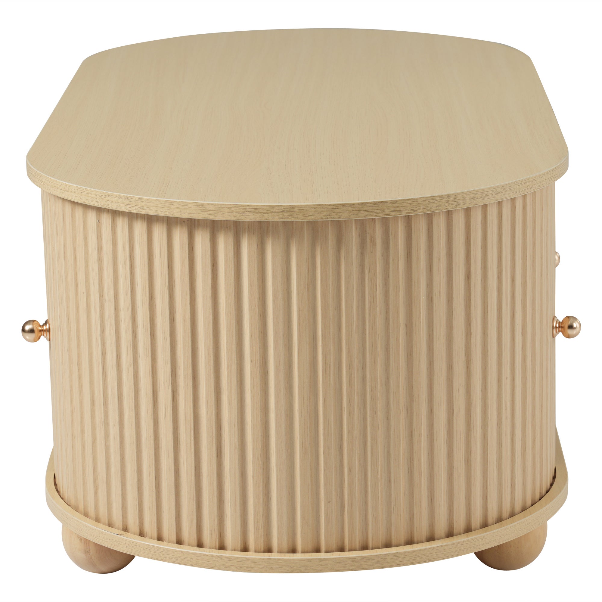 Table basse 100x50x40cm - avec rangement - avec portes coulissantes - naturel - 8