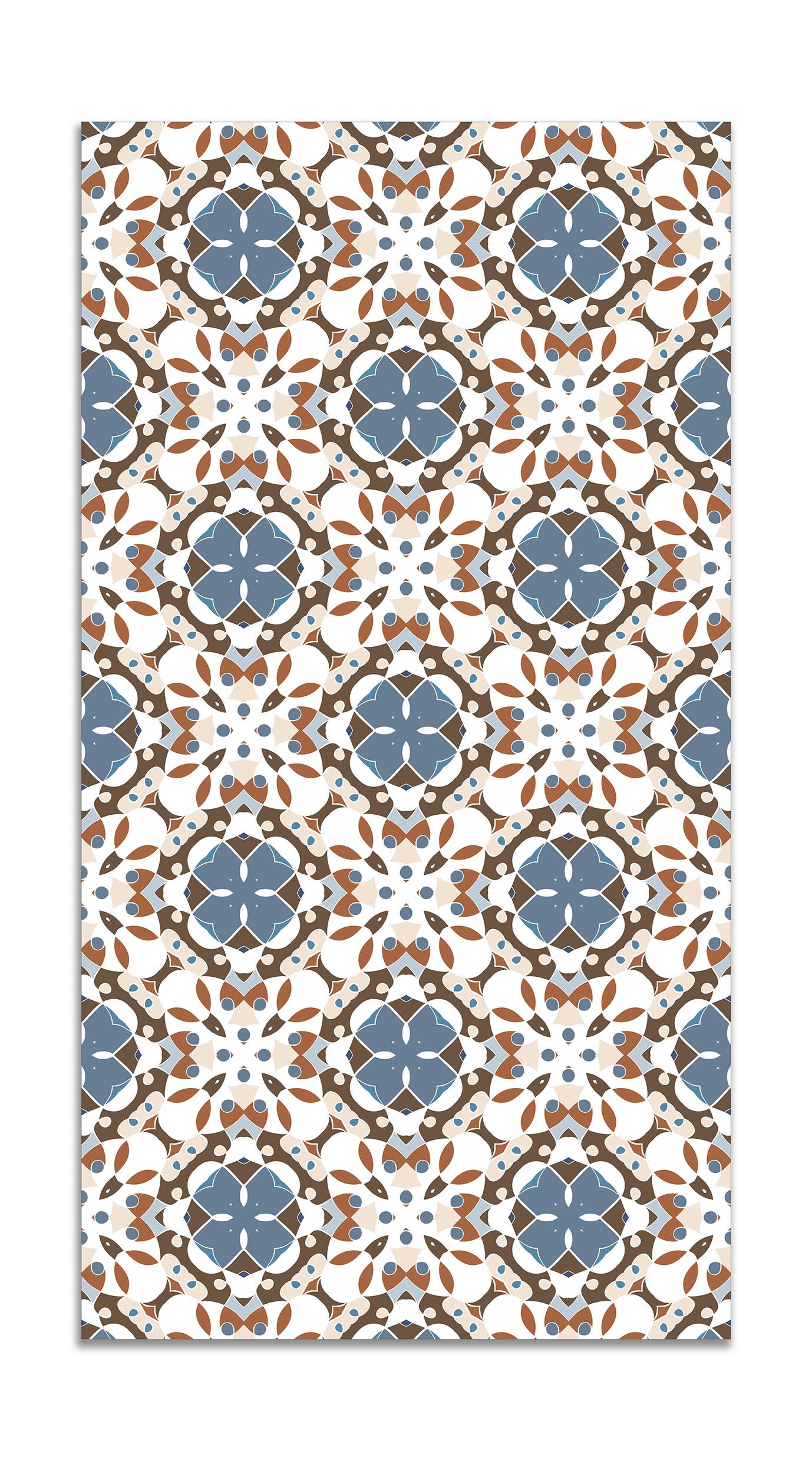 Panorama alfombra vinílica - alfombra de vinilo cocina, habitación, pasillo - decoración hogar - hidráulico oriental mosaico azul 120x170 cm