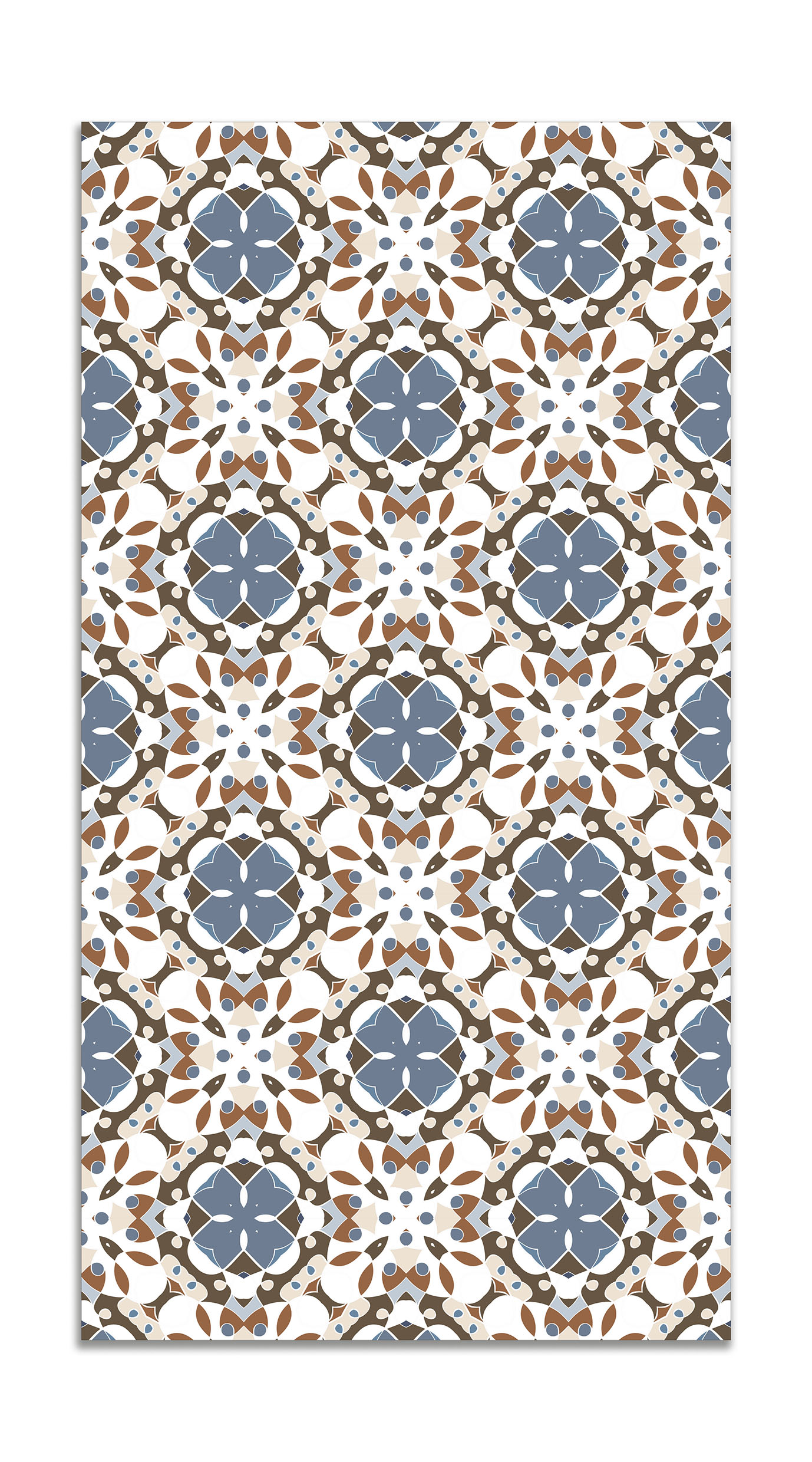 Panorama alfombra vinílica hidráulico oriental mosaico azul 80x300 cm - alfombra cocina vinilo - alfombra salón antideslizante