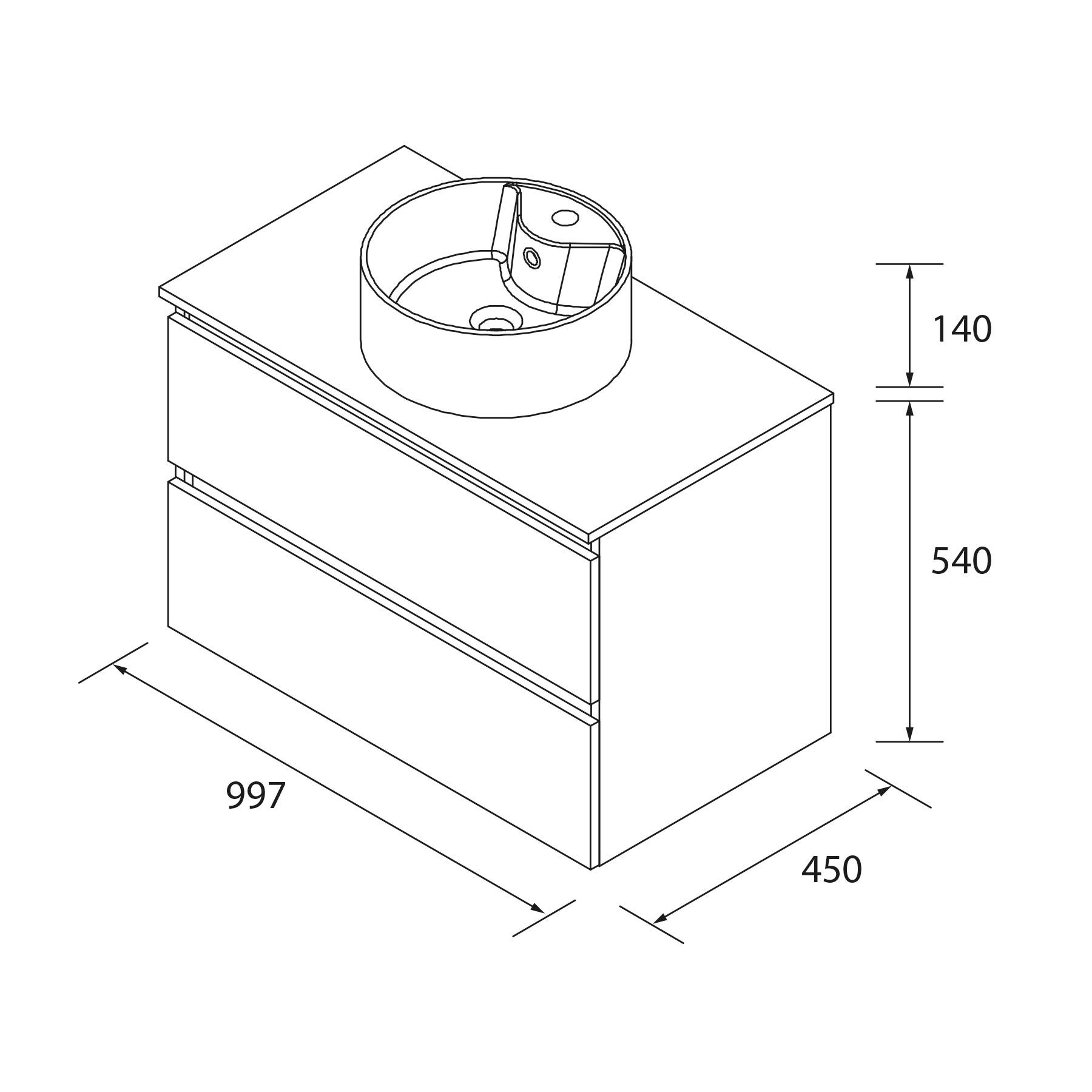 Meuble de salle de bain BEQUIA 100cm Noyer | Vasque à poser - 5
