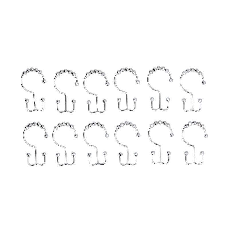 Podwójne haczyki do zasłon ze stali nierdzewnej do drążka prysznicowego w łazience