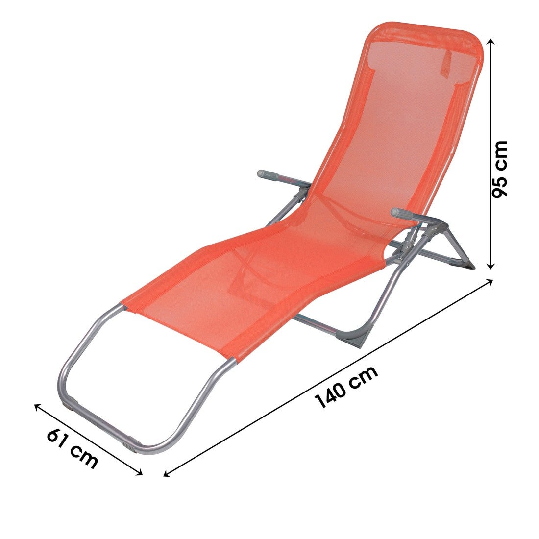 Chaise longue / Bain de soleil coloris corail 140x95x61 cm - 2
