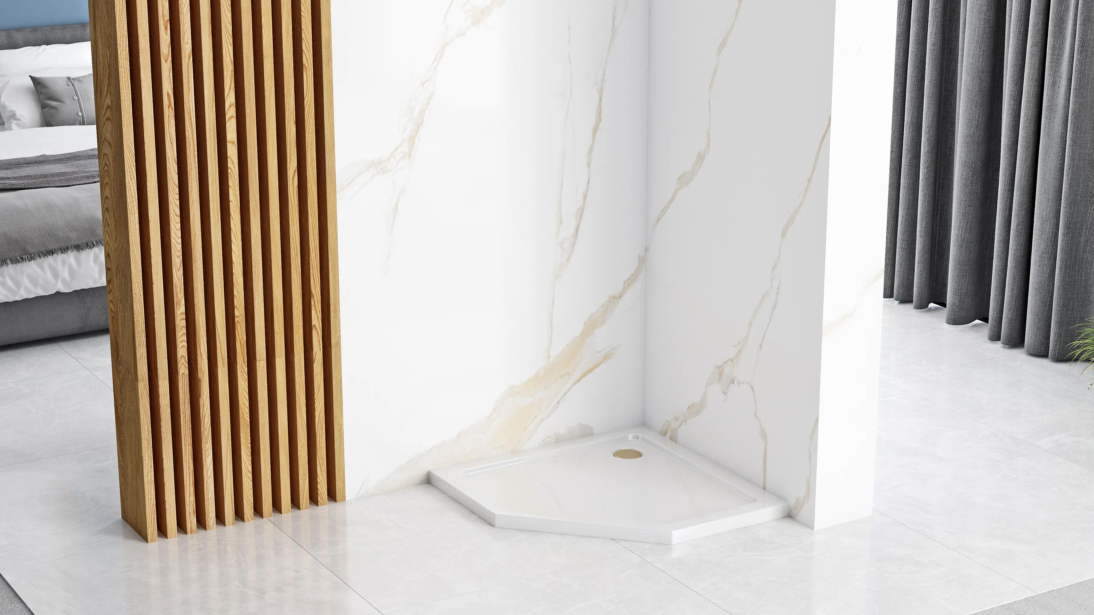 RECEVEUR DE DOUCHE REA DIAMOND 90X90X5CM WHITE - 7