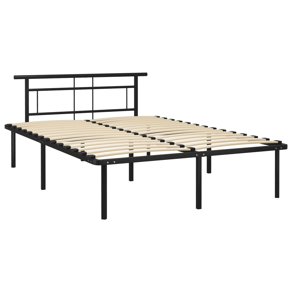 Łóżko Metalowe Czarne Rama Łóżka Ze Stelażem Do Sypialni Pokoju 140 x 200 cm
