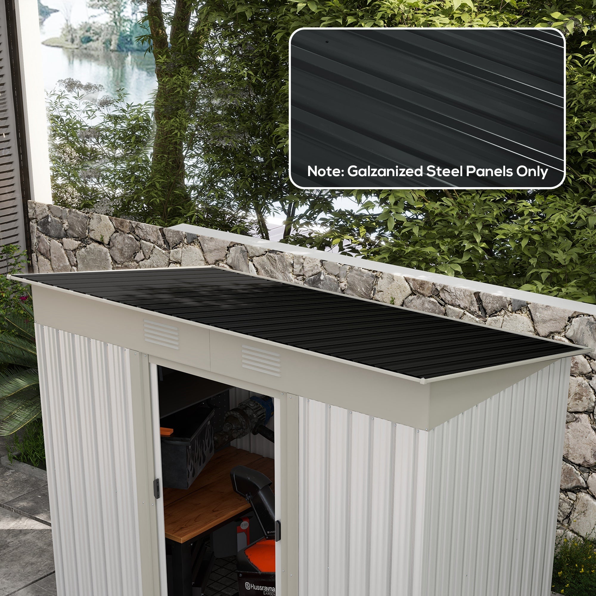 Conjunto de 12 paneles de acero galvanizado, resistentes a la intemperie, color gris antracita, dimensiones del panel 129L x 45W cm - 3