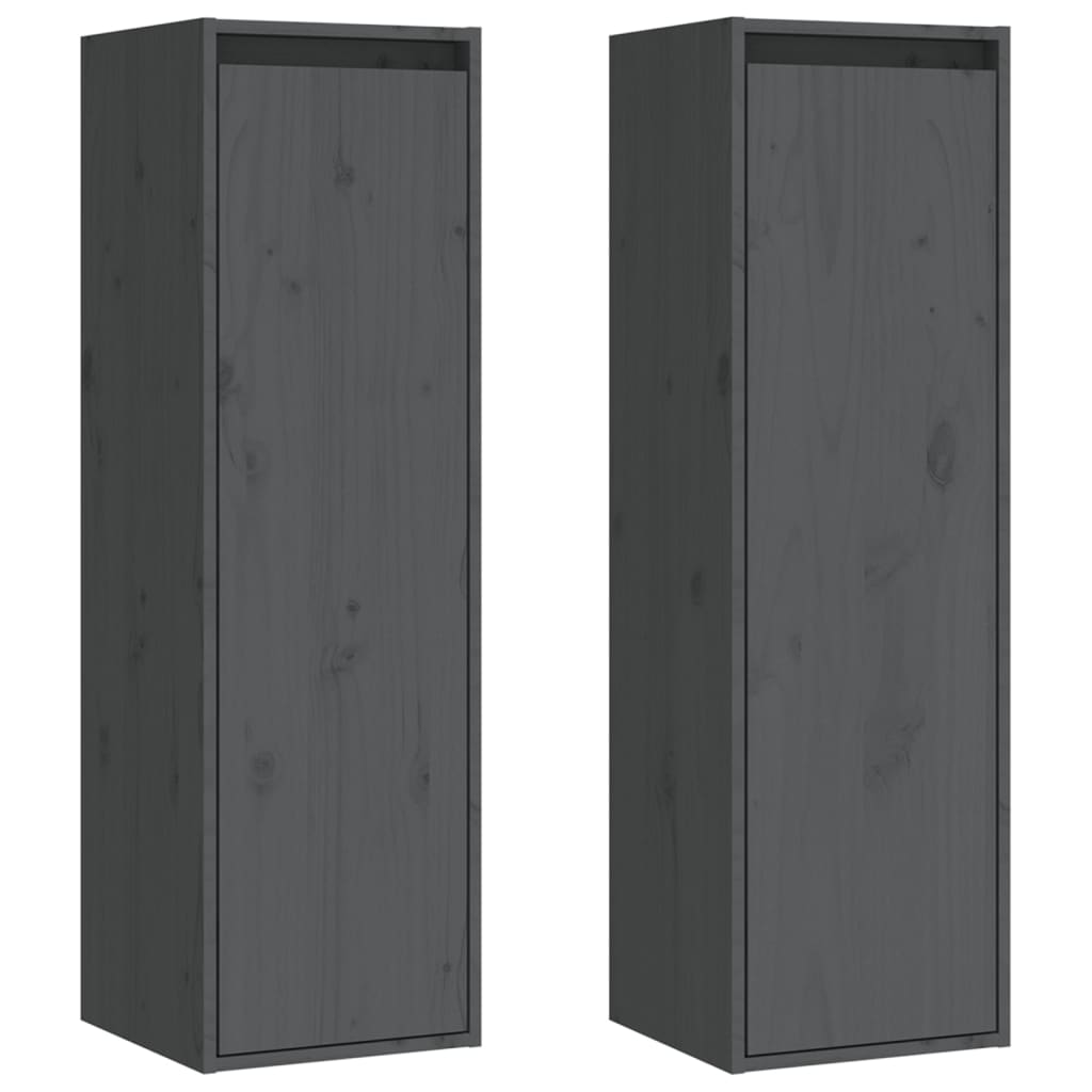 Maison Exclusive - Armarios de pared 2 uds madera maciza pino gris 30x30x100 cm - 2