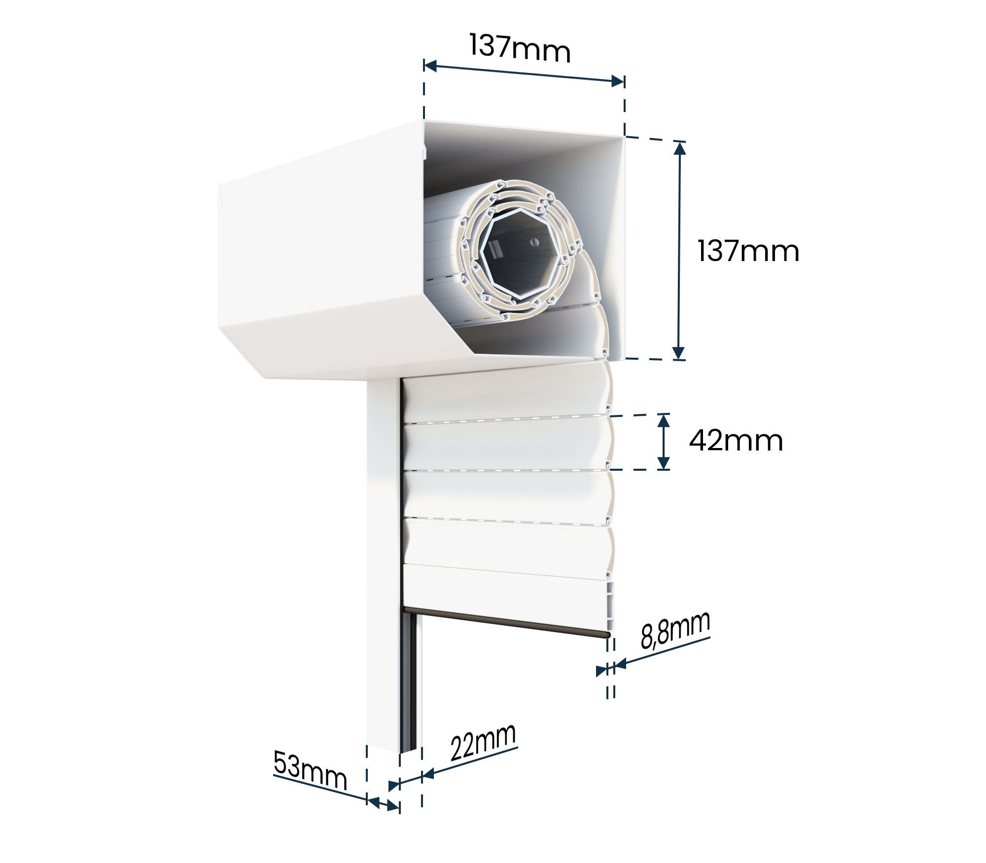 Volet roulant électrique alu. isolé motorisé filaire - Recoupable - H.100 x l.80 cm - Blanc - 5