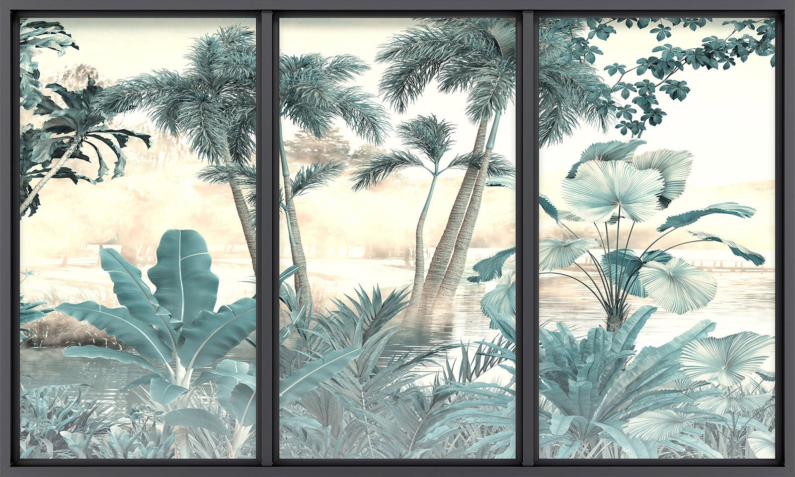 Papier peint panoramique Trompe l'oeil baie vitrée - Jungle - Largeur 260 cm x Hauteur 156 cm - 2