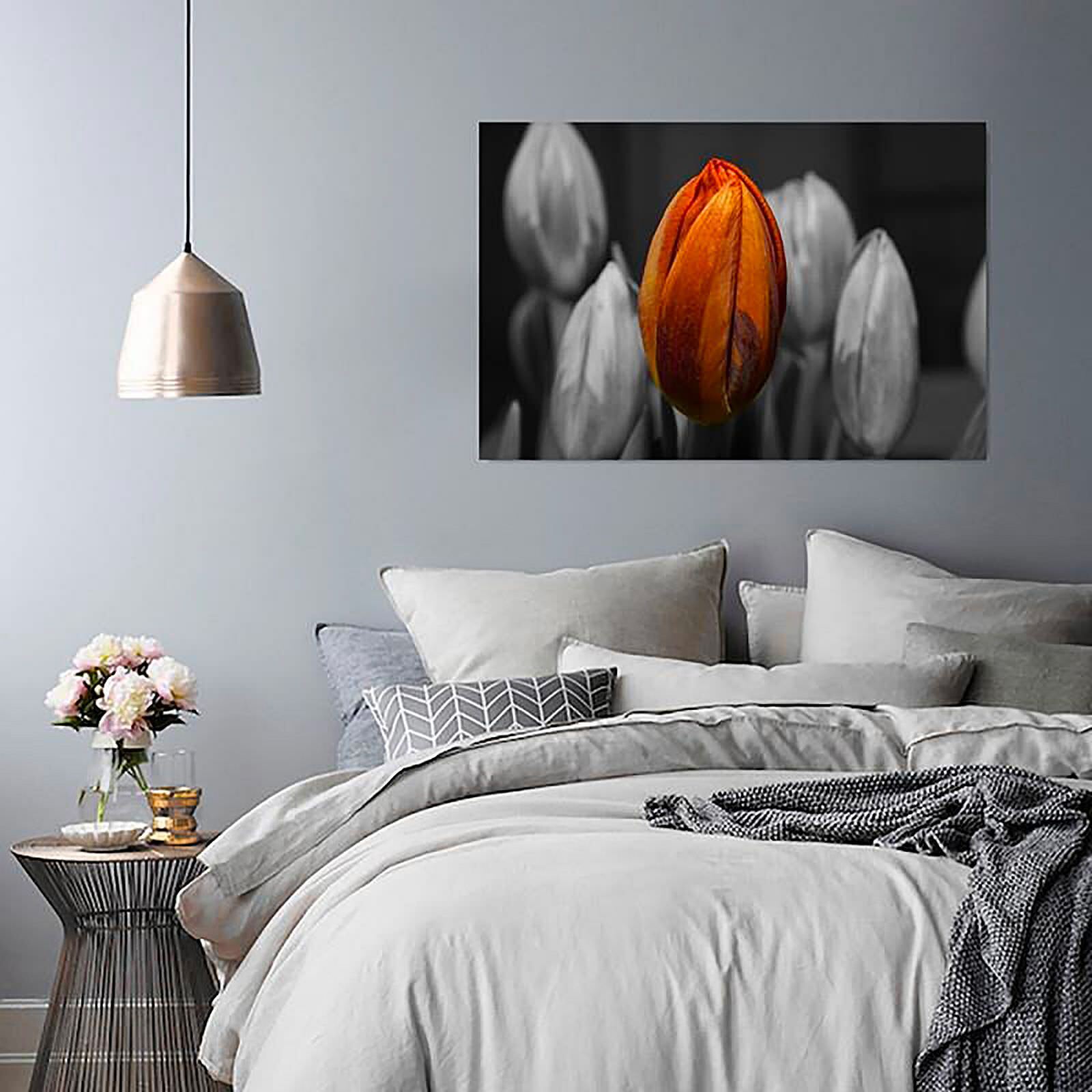 Tableau bois tulipe orange, - 80 x 60 cm - 2