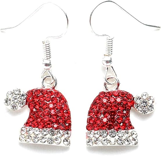 Boucles D'oreilles Père Noël Doré - Pendantes, Fermoir Clous - NEUVES Avec étiquettes
