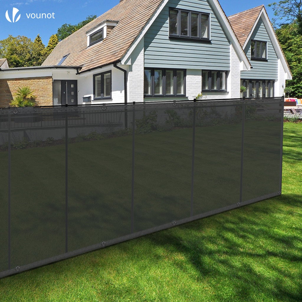 Brise vue occultant en HDPE 90g/m² 1x10m avec attaches de fixation gris VOUNOT® - 3