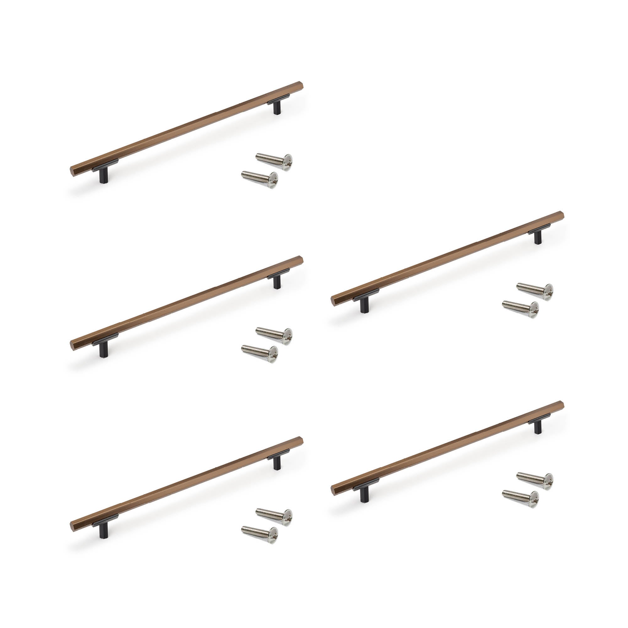 Emuca Pakiet 5 uchwytów meblowych Riad, L232mm, Rozstaw 192mm, Aluminium, Brąz